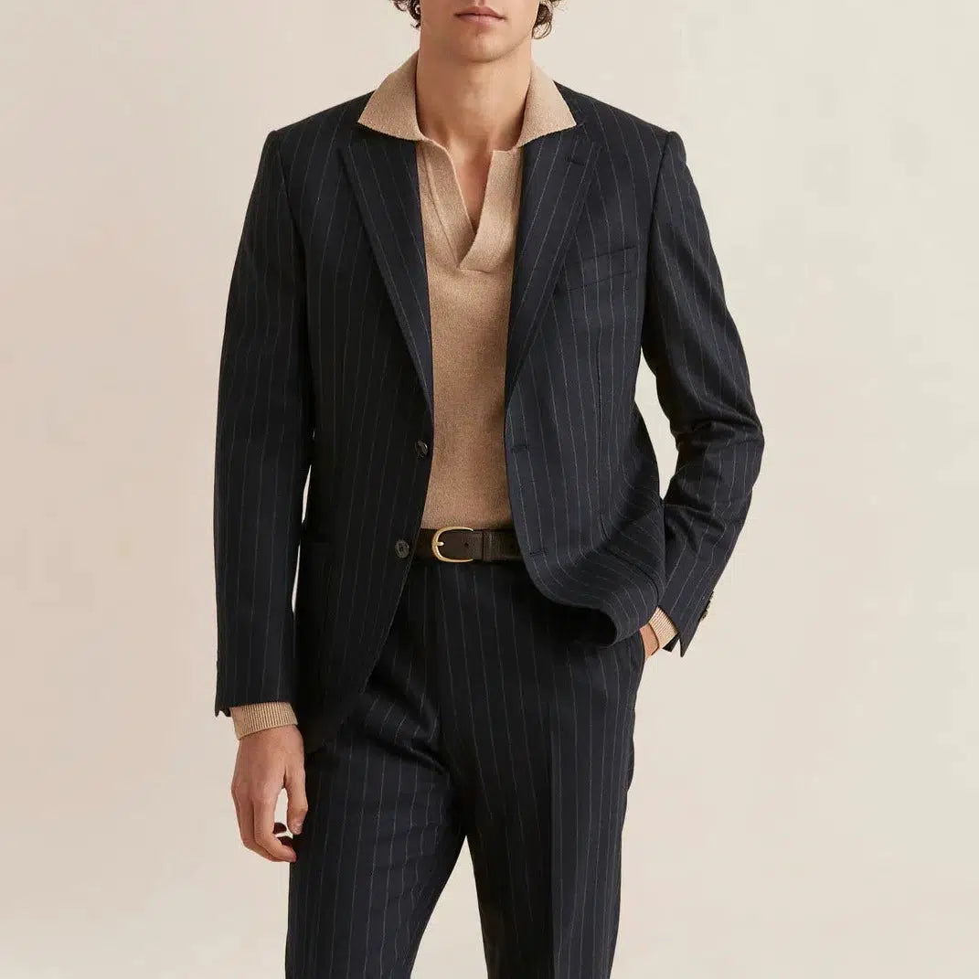 Mike Pinstripe Suit Navy