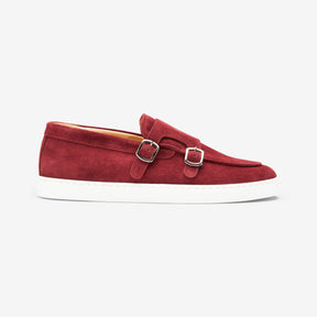 Monk Strap Sneaker Suede Maroon