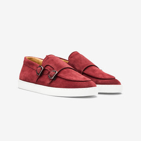 Monk Strap Sneaker Suede Maroon