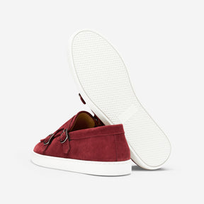 Monk Strap Sneaker Suede Maroon