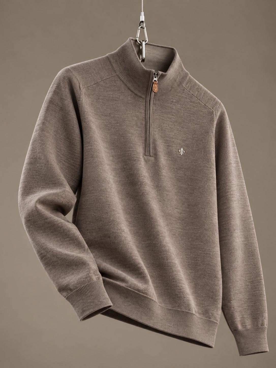 John Merino Half Zip Light Brown