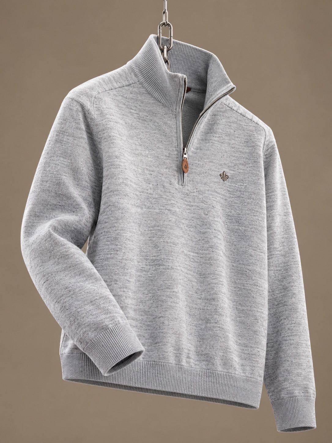 John Merino Half Zip Light Grey