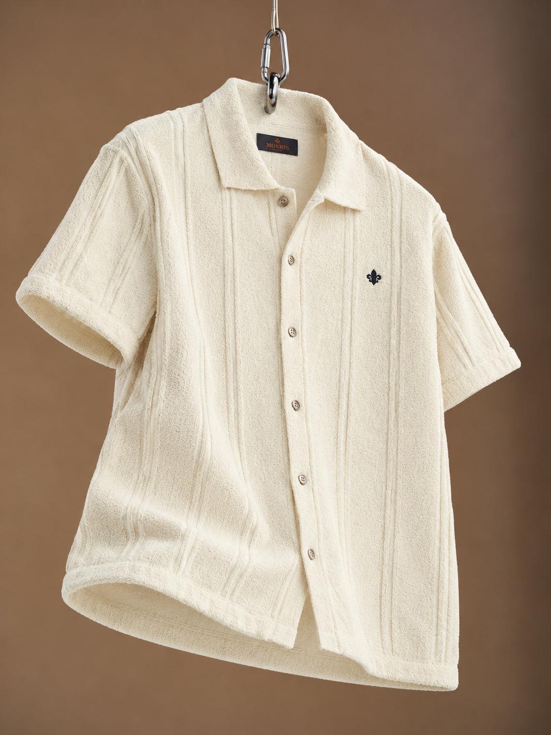 Clayton Knitted Short Sleeve Shirt Offwhite