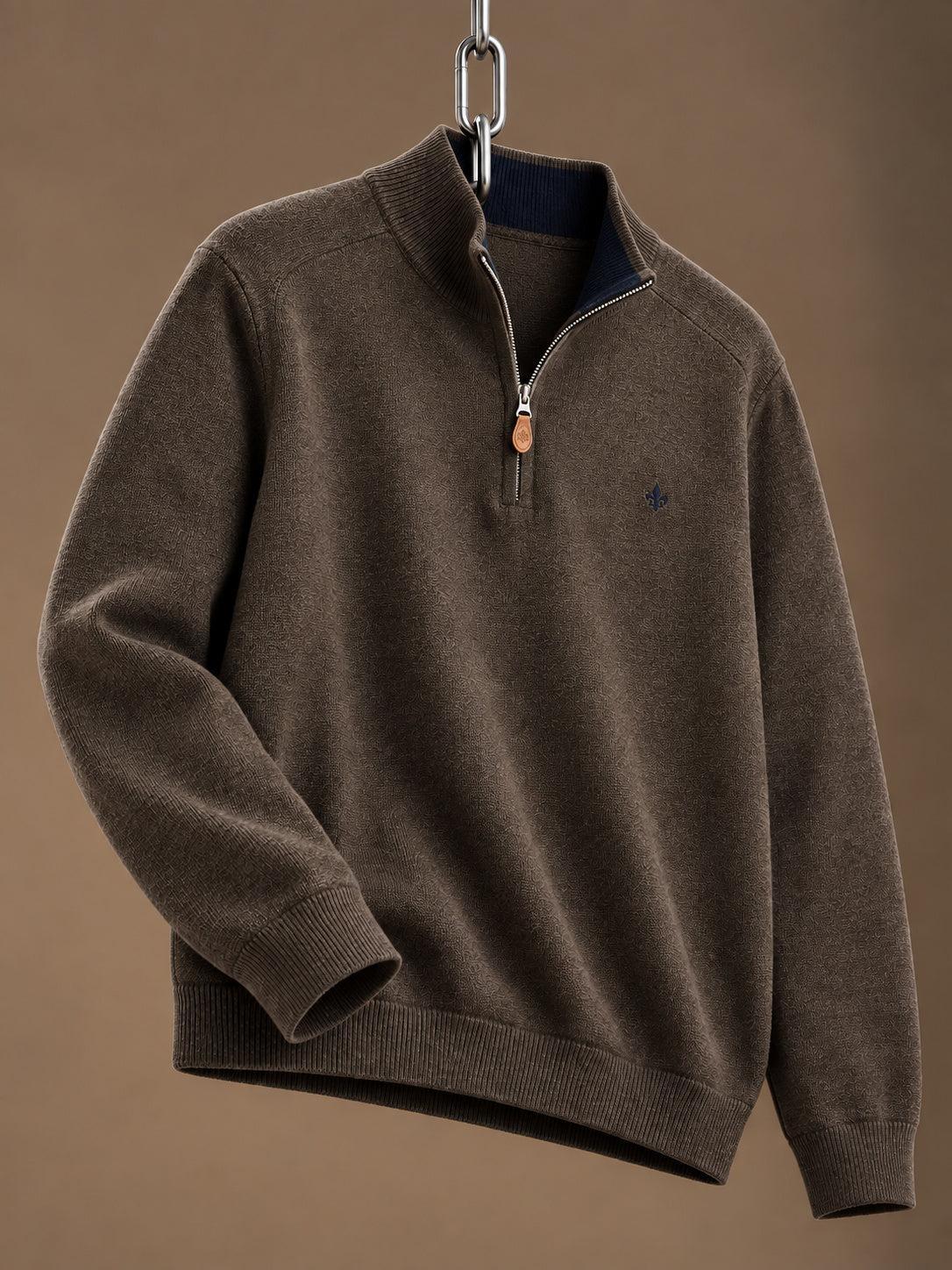 John Merino Half Zip Dark Brown