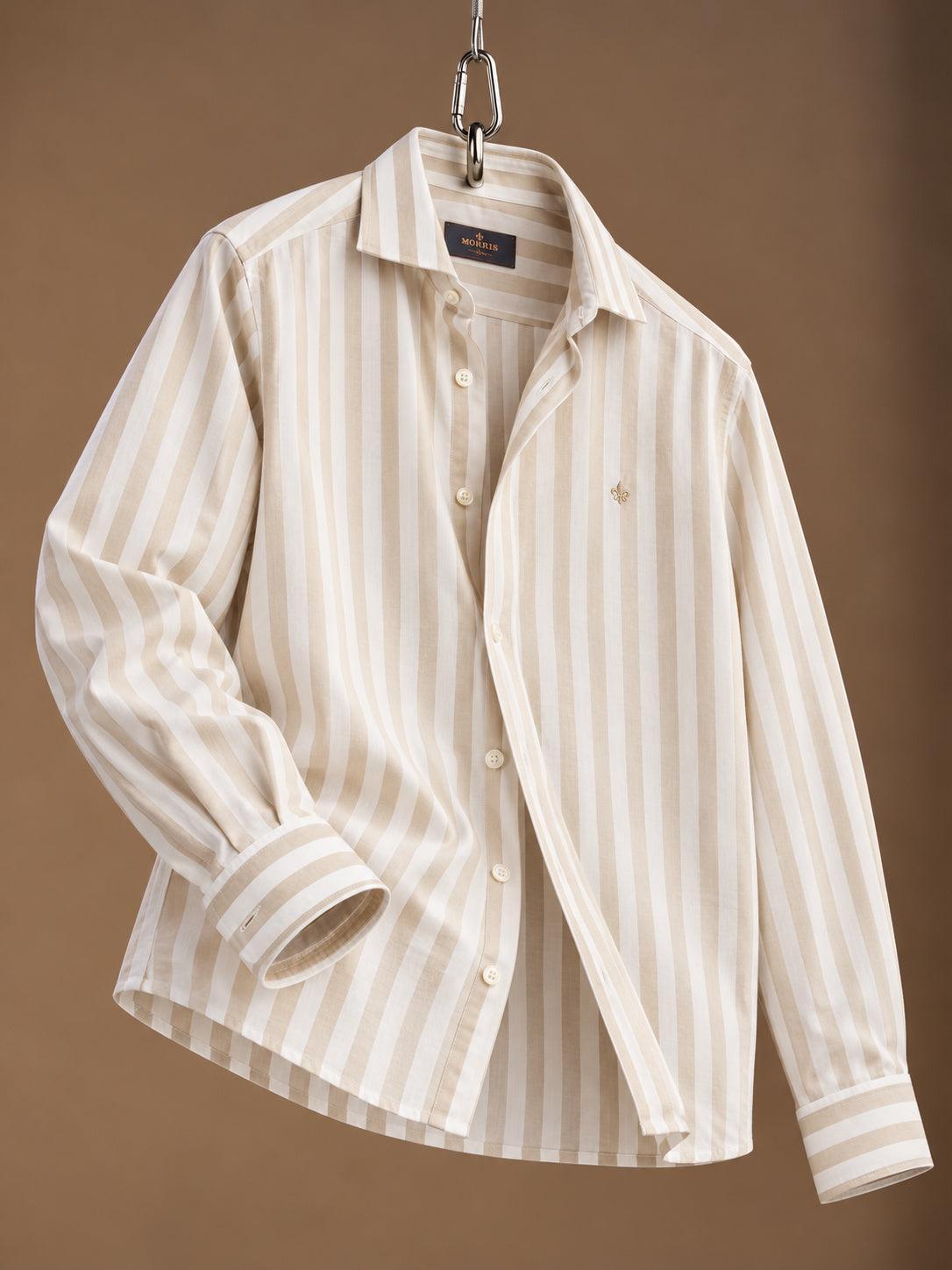 Summer Light Weight Stripe Shirt Khaki