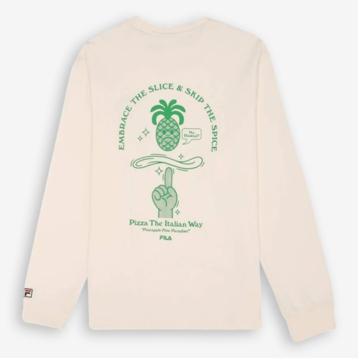 Navigli Pizza Graphic Long Sleeve T-Shirt Offwhite
