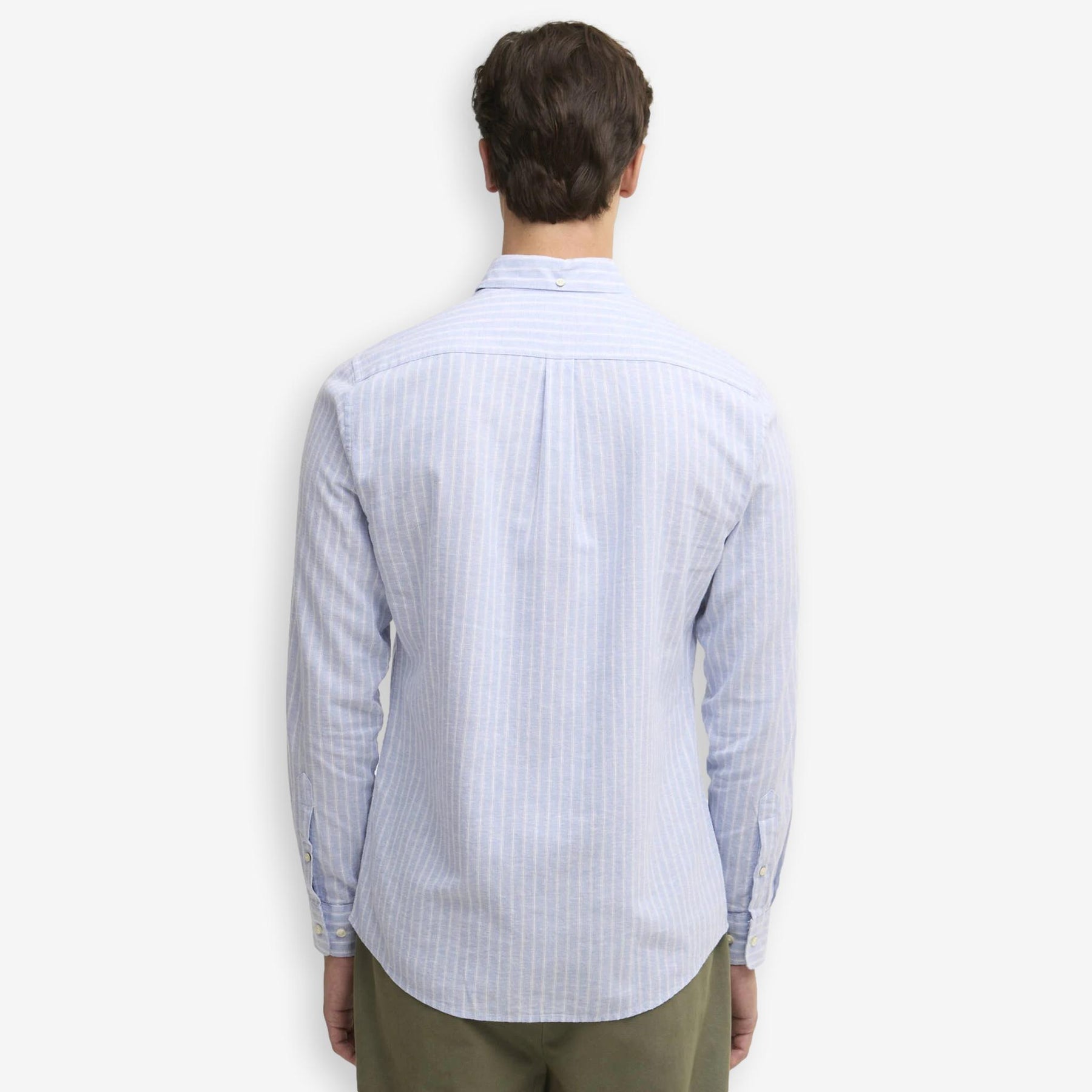 Nelson Striped Linen/Cotton Shirt Blue