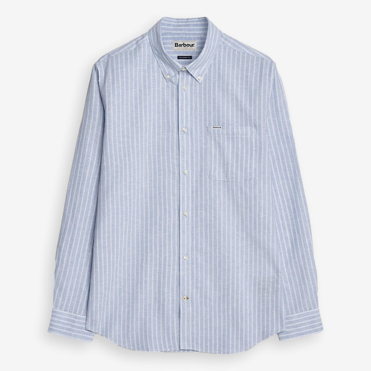 Nelson Striped Linen/Cotton Shirt Blue