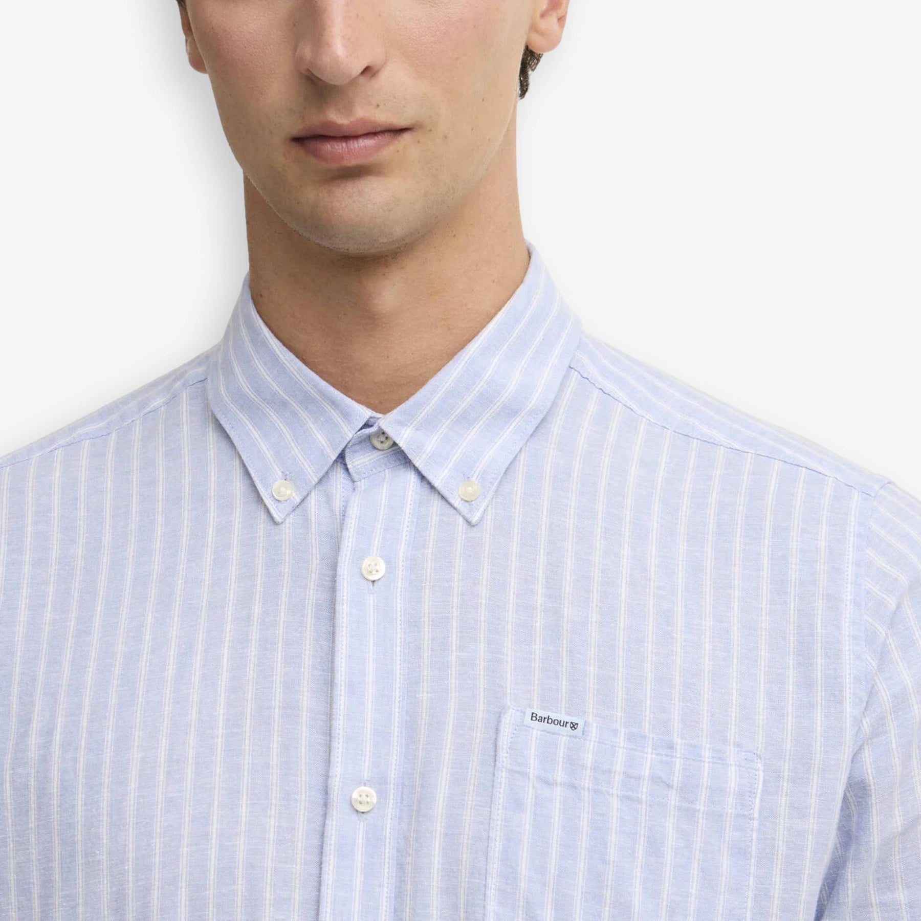 Nelson Striped Linen/Cotton Shirt Blue