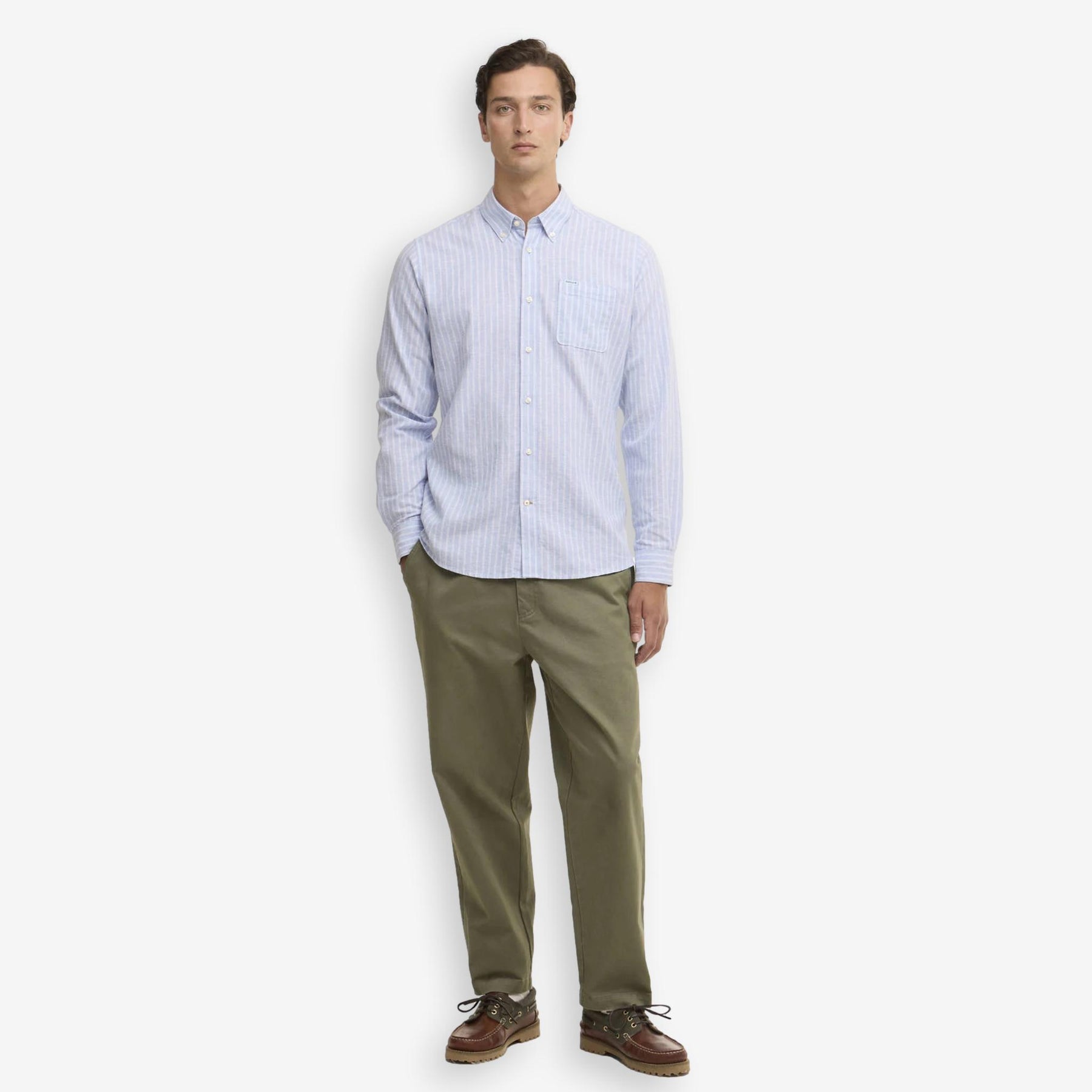 Nelson Striped Linen/Cotton Shirt Blue