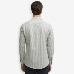 Nelson Striped Linen/Cotton Shirt Bleached Olive