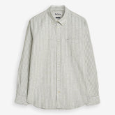 Nelson Striped Linen/Cotton Shirt Bleached Olive