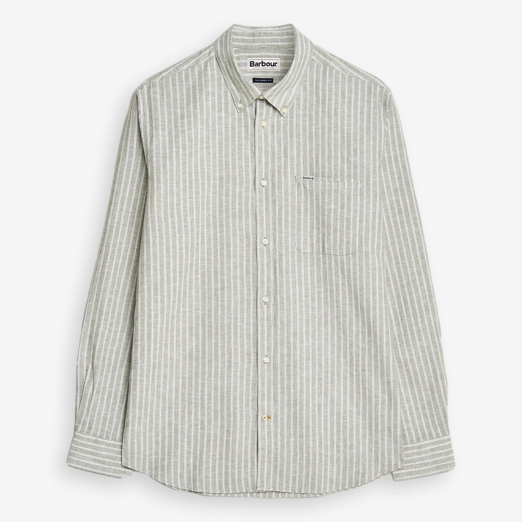 Nelson Striped Linen/Cotton Shirt Bleached Olive