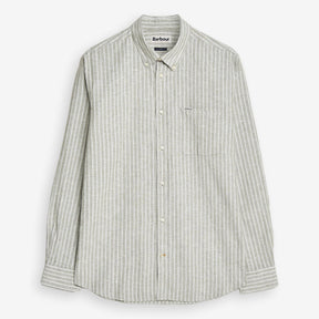 Nelson Striped Linen/Cotton Shirt Bleached Olive