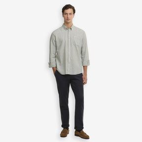 Nelson Striped Linen/Cotton Shirt Bleached Olive