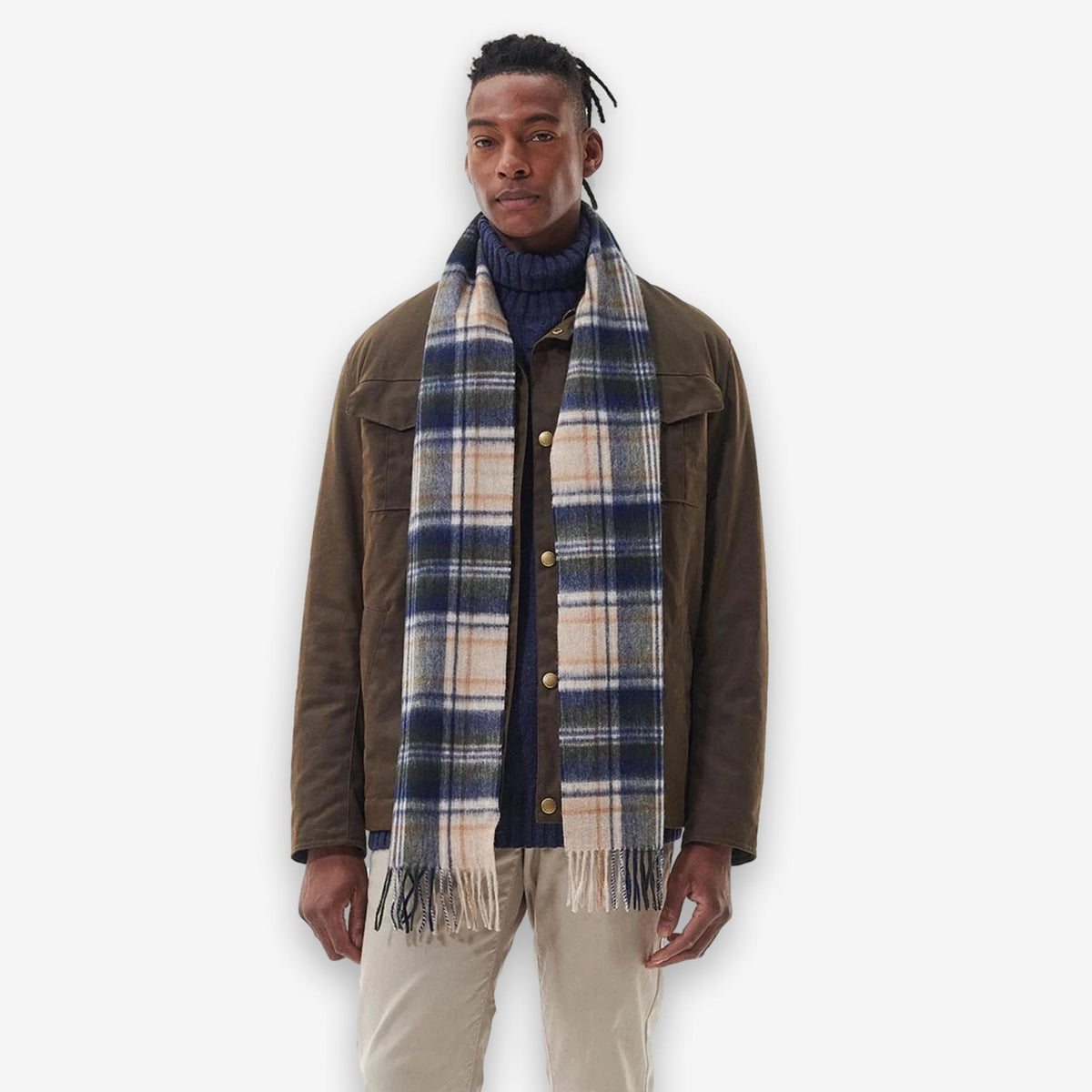 New Check Tartan Scarf Beige-Barbour-Phrase