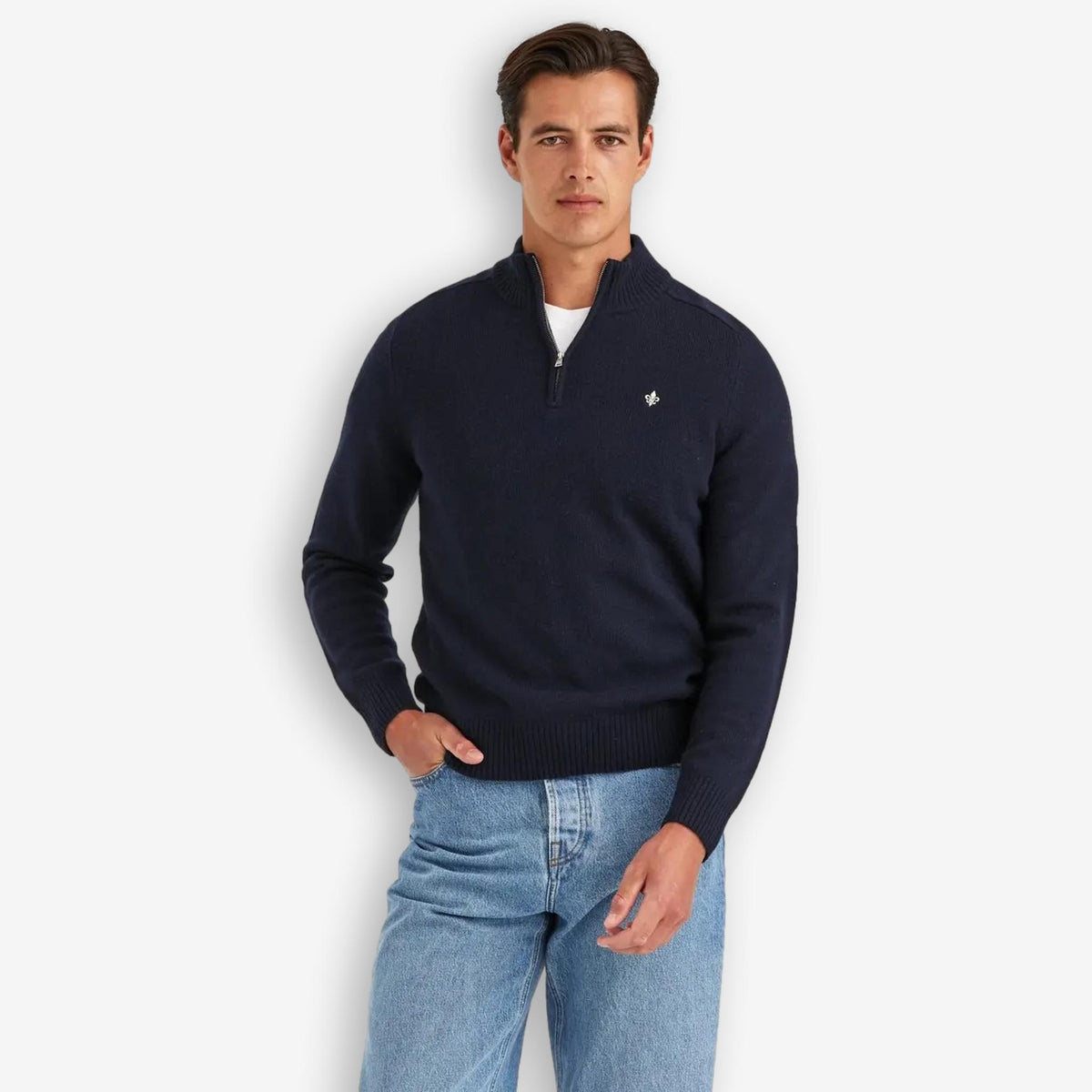 New Hertford Merino Half Zip Navy-Morris Stockholm-Phrase