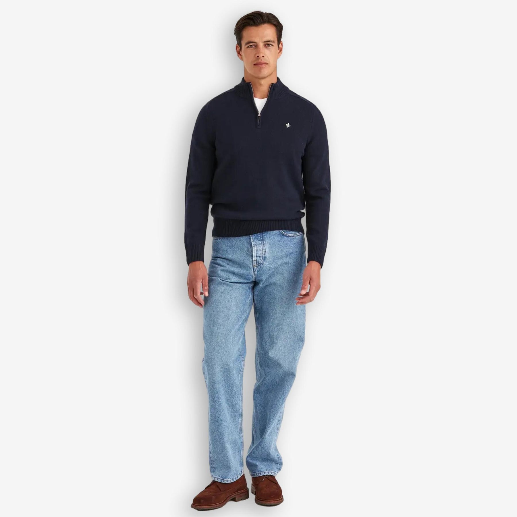 New Hertford Merino Half Zip Navy-Morris Stockholm-Phrase