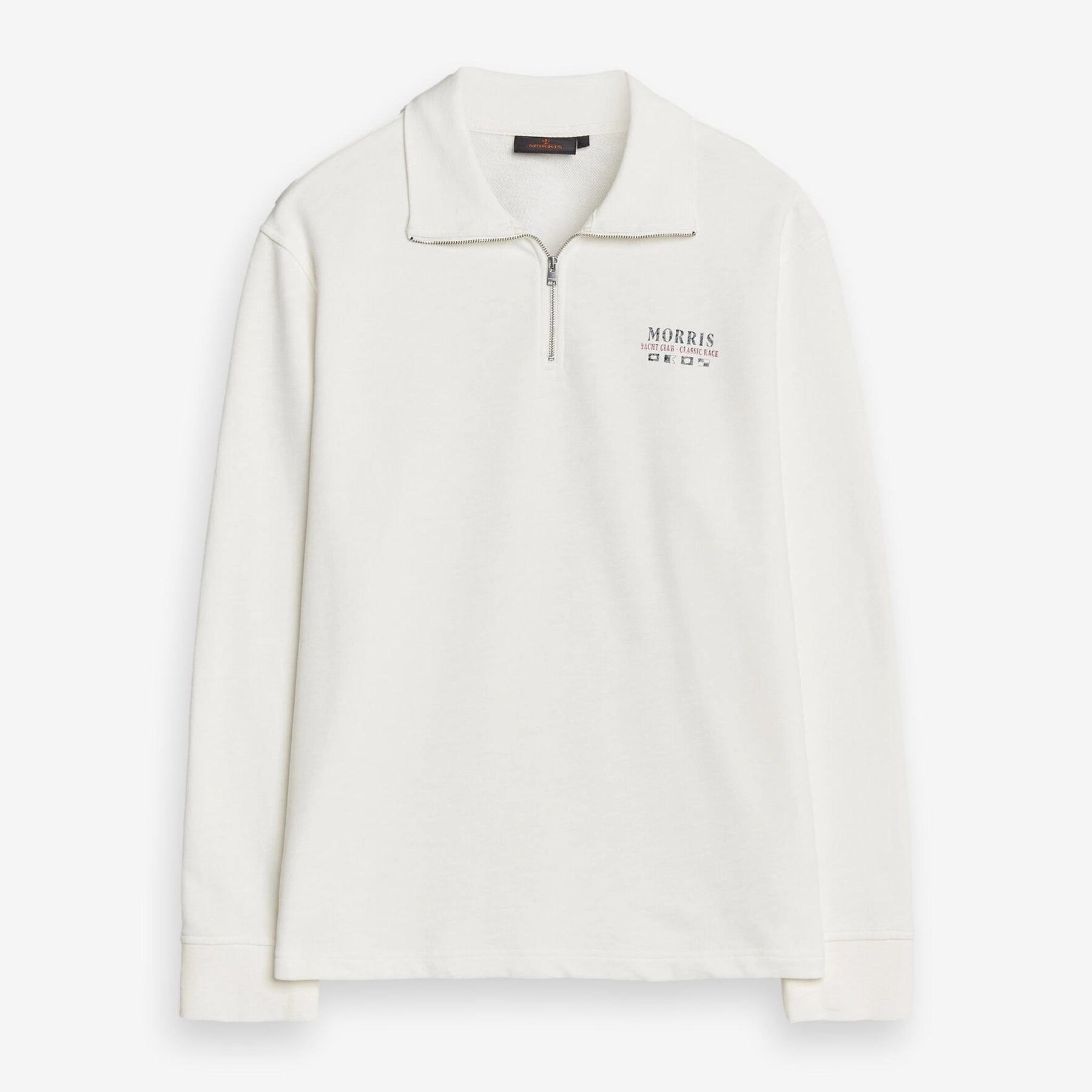 Morris Stockholm Northcott Slub Half-zip Offwhite