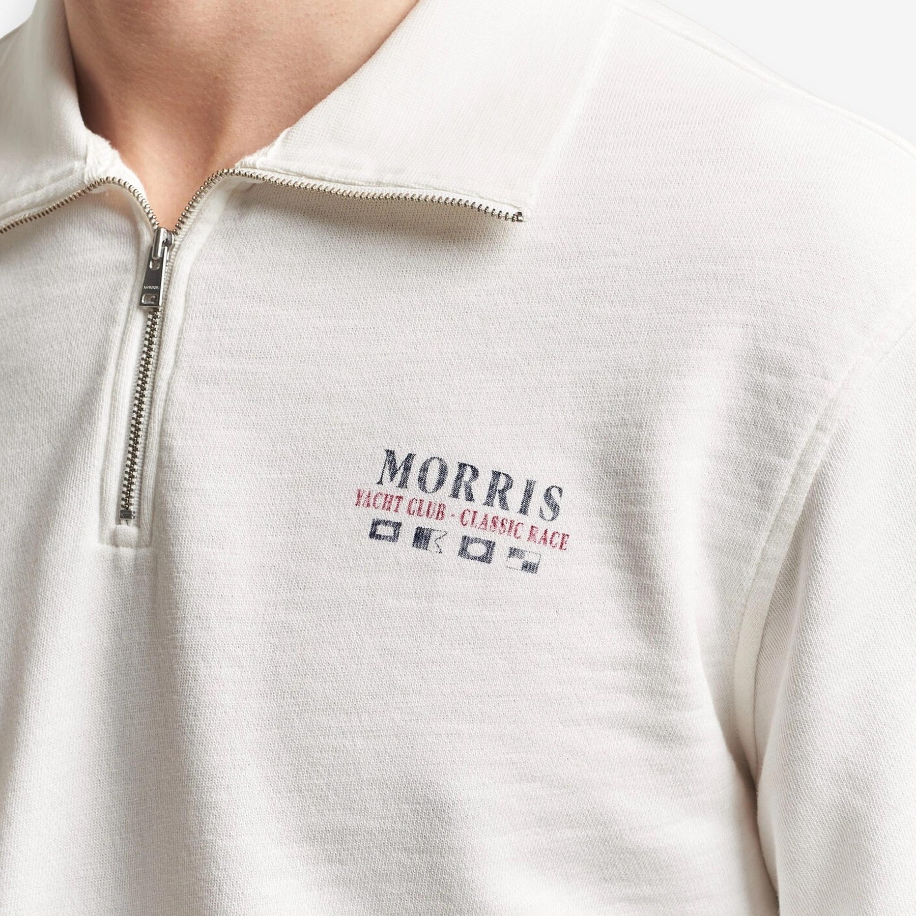 Morris Stockholm Northcott Slub Half-zip Offwhite