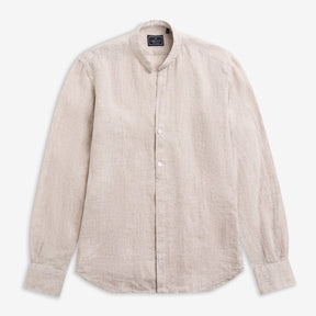 Orian Linen Mandarin Collar Shirt Khaki