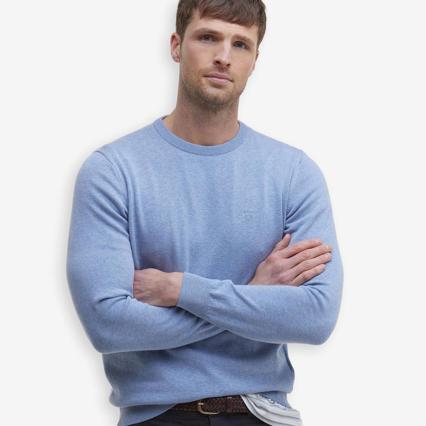 Pima Cotton Crewneck Sweater Blue