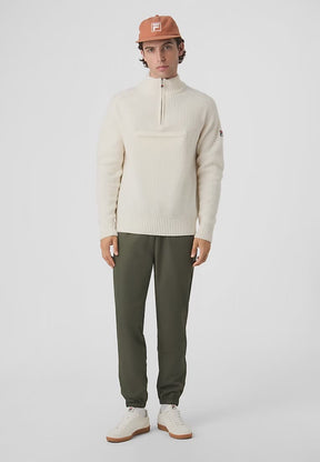 Giovanni Relaxed Half Zip Knit Sailing Sweater Offwhite
