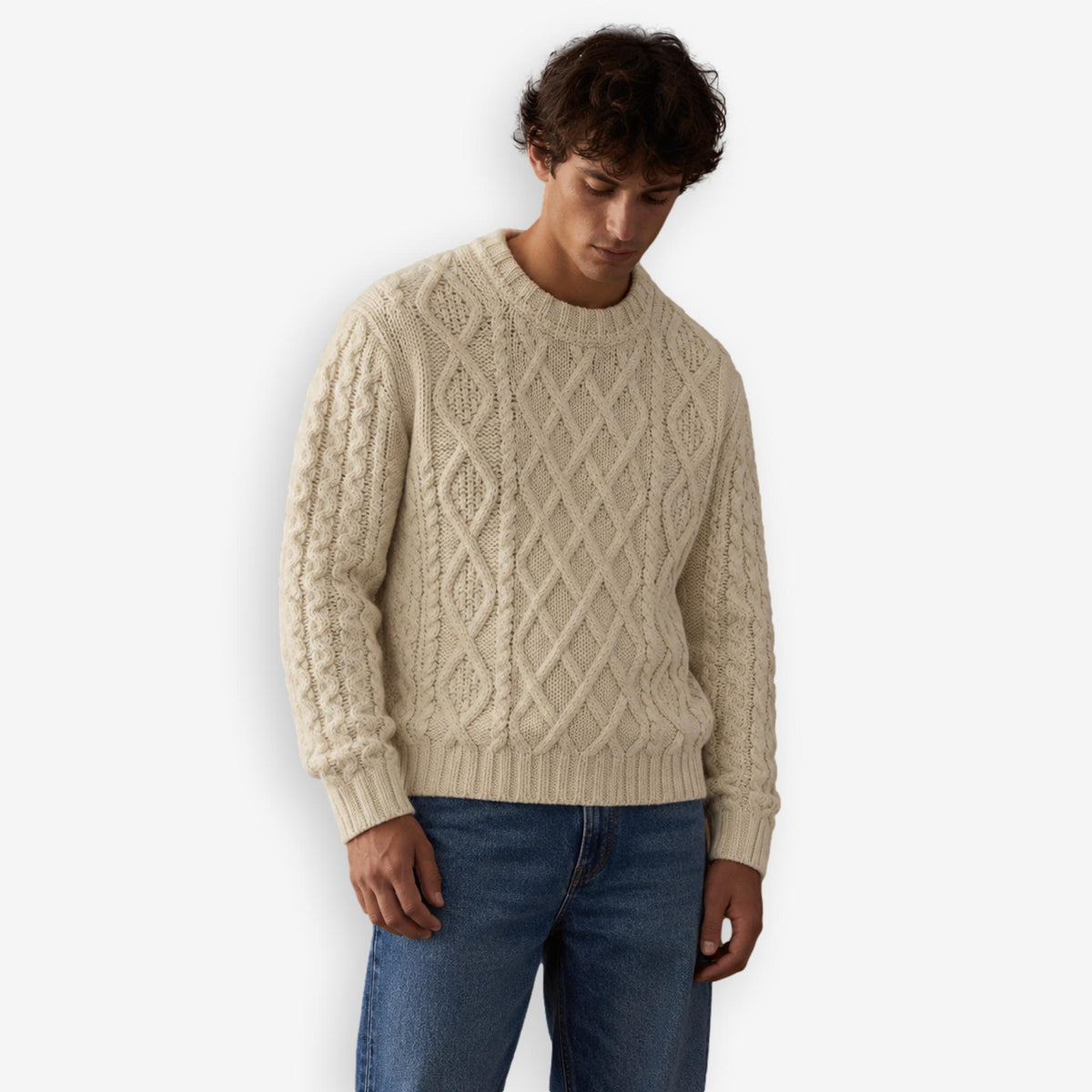 Ramsey Cable Crewneck Offwhite