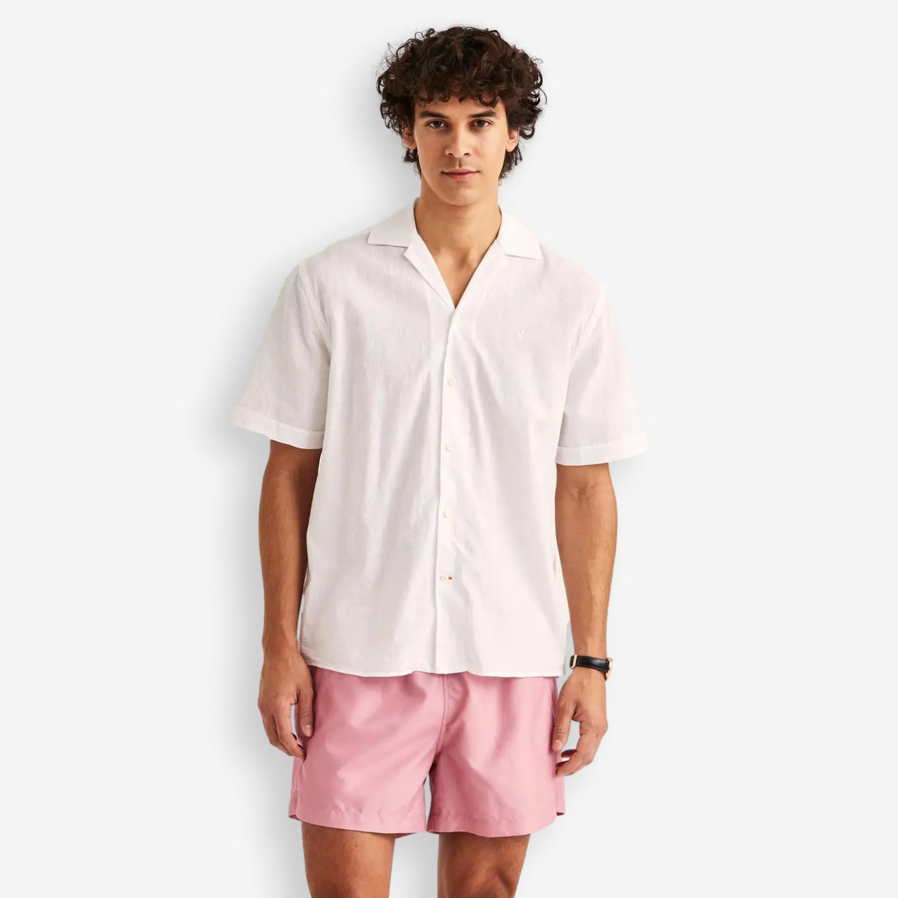 Resort Linen Short Sleeve Shirt White