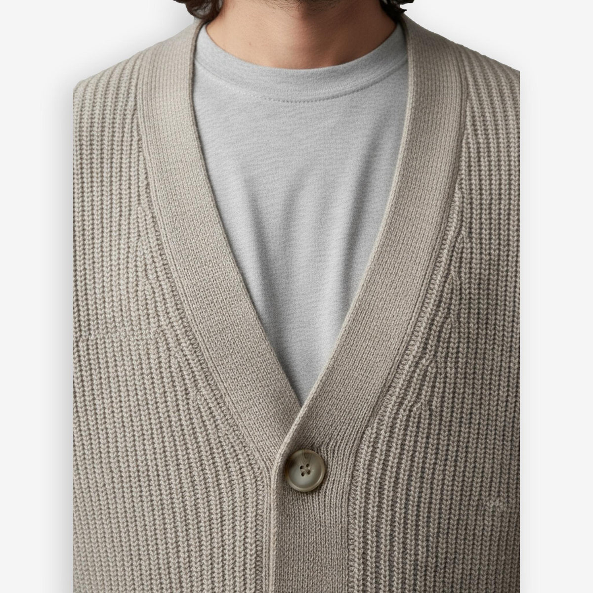 Rib Knit Cardigan Sand