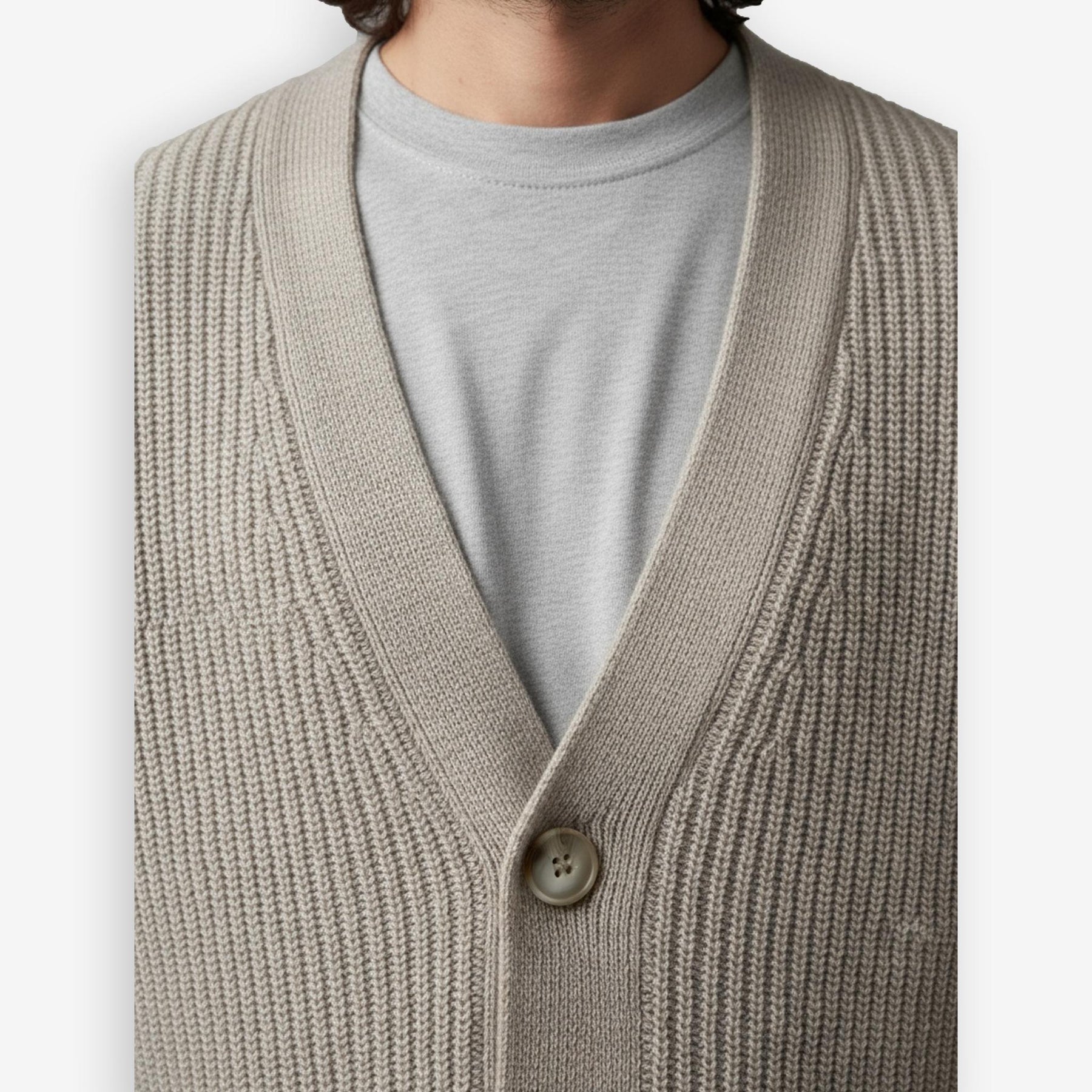 Rib Knit Cardigan Sand