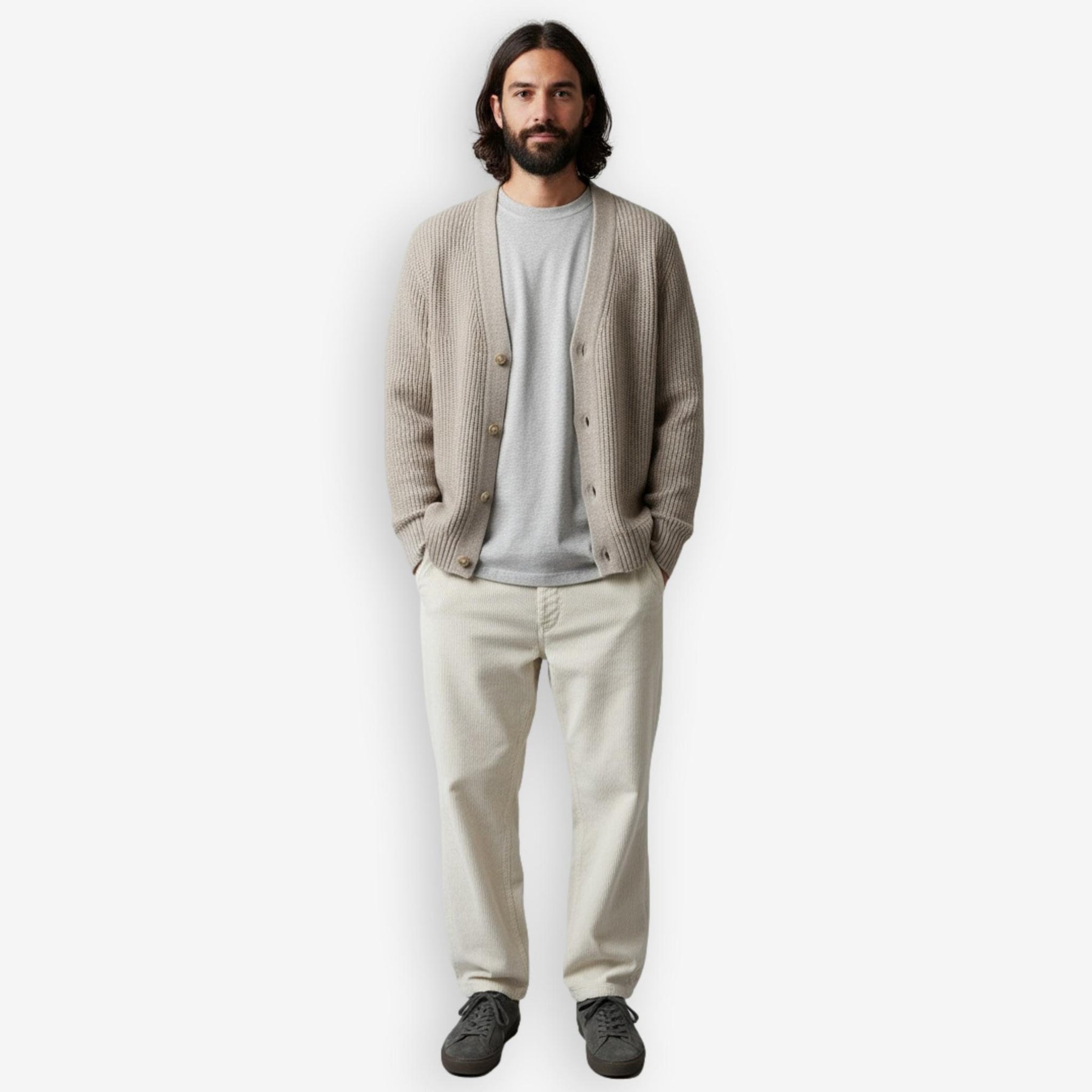 Rib Knit Cardigan Sand