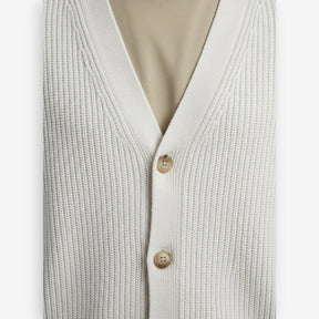 Rib Knit Cardigan White