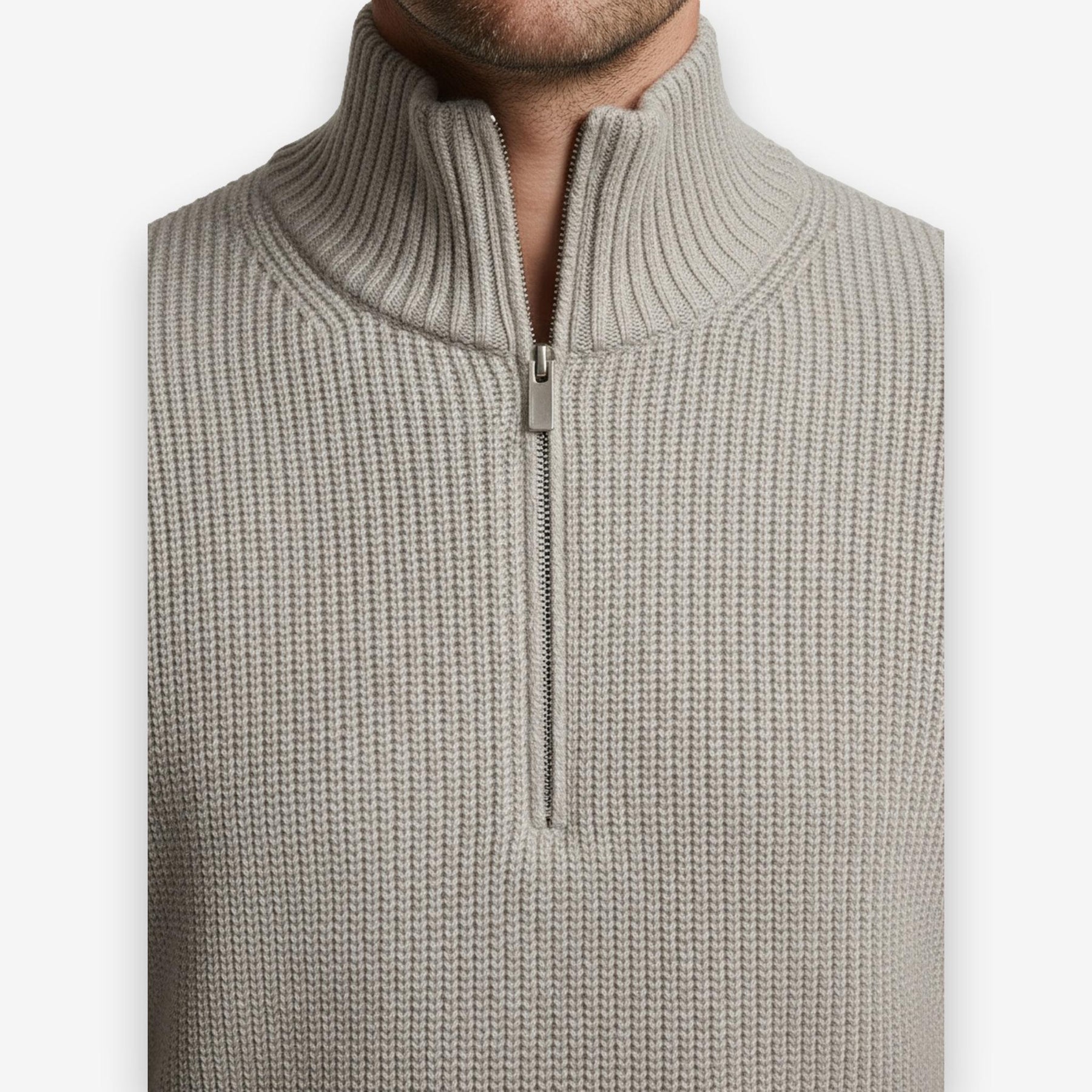 Rib Knit Halfzip Sand