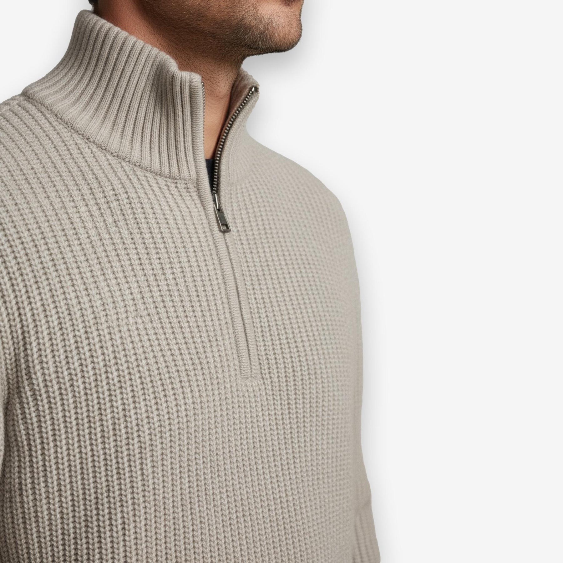 Rib Knit Halfzip Sand
