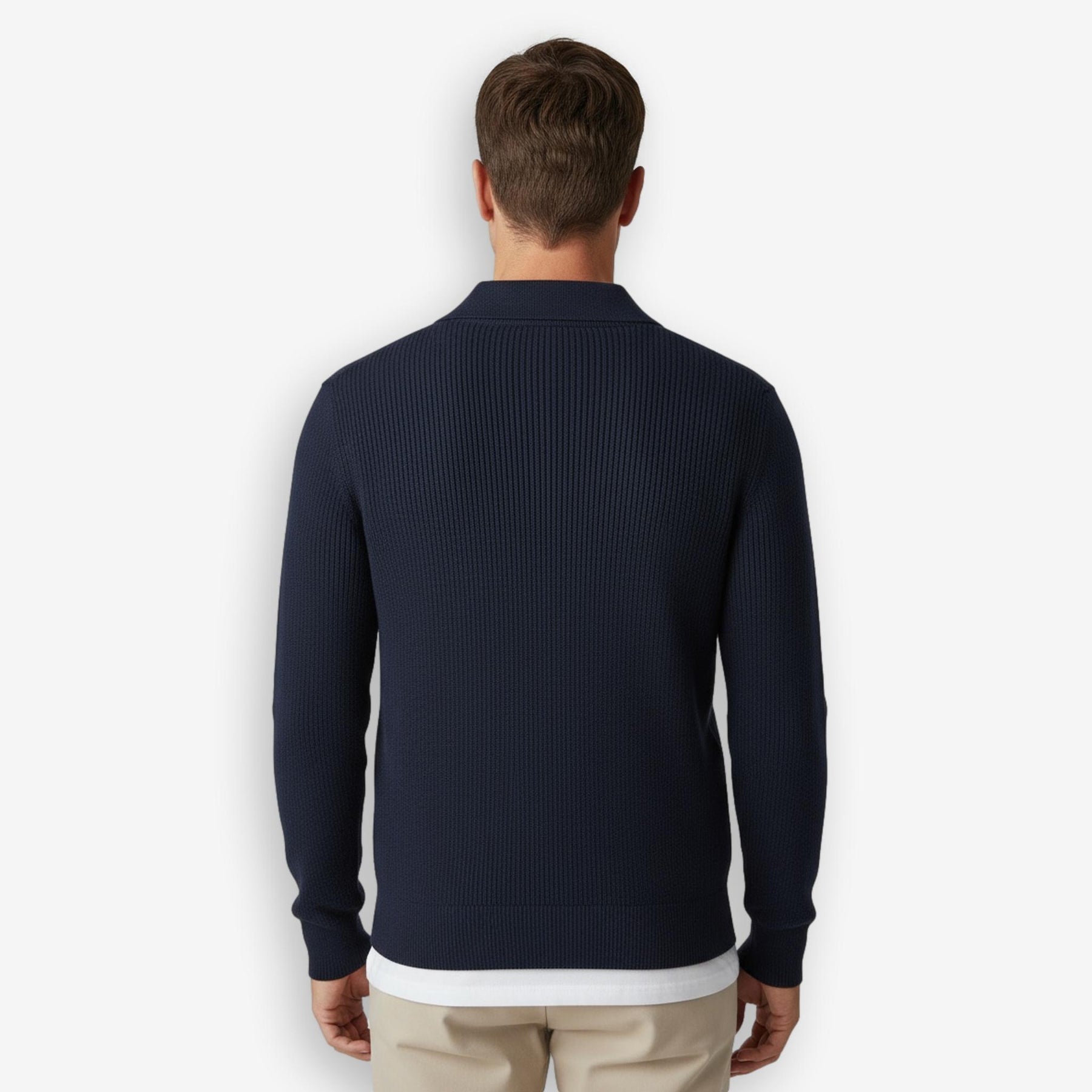 Rib Knit Polo Navy