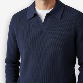 Rib Knit Polo Navy