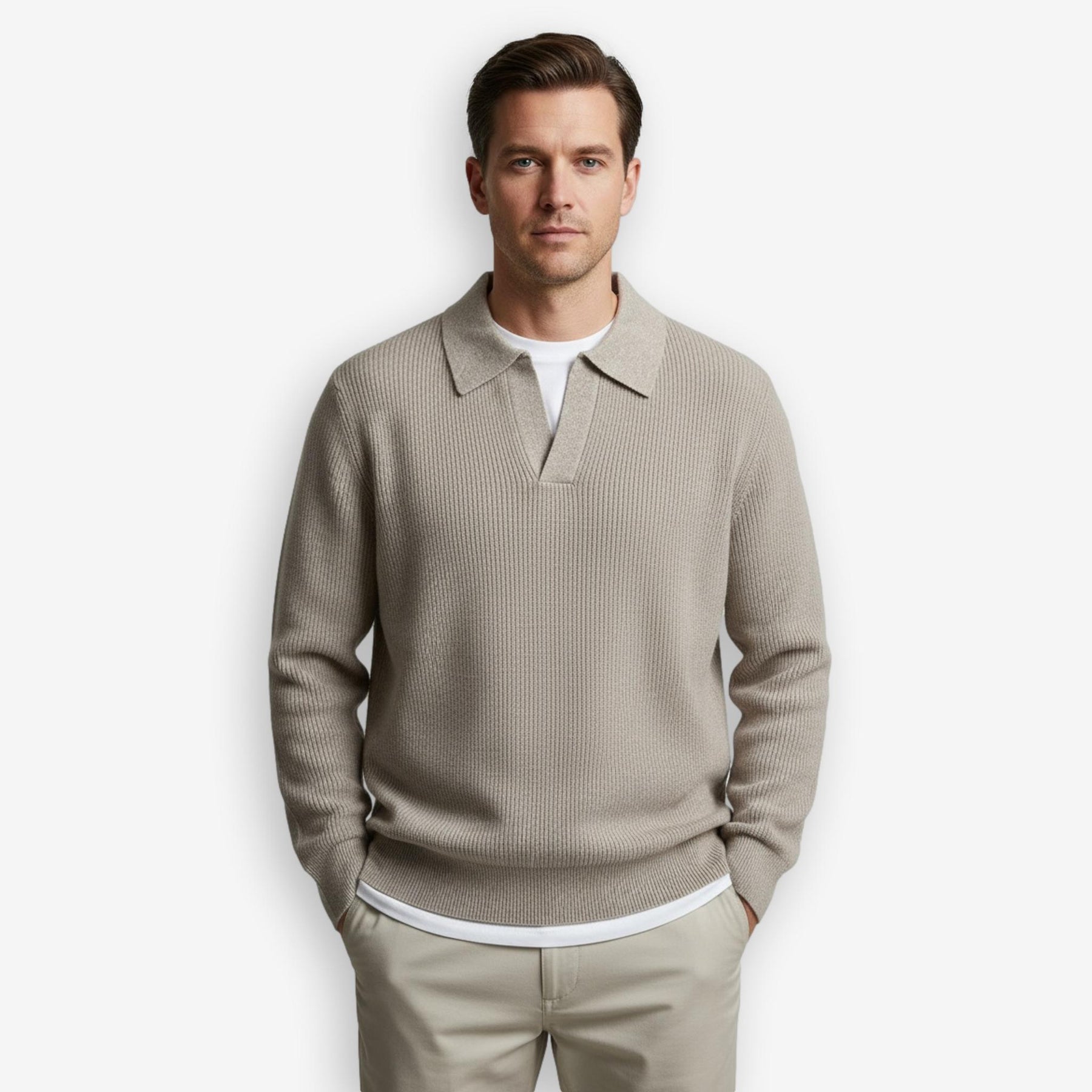 Rib Knit Polo Sand