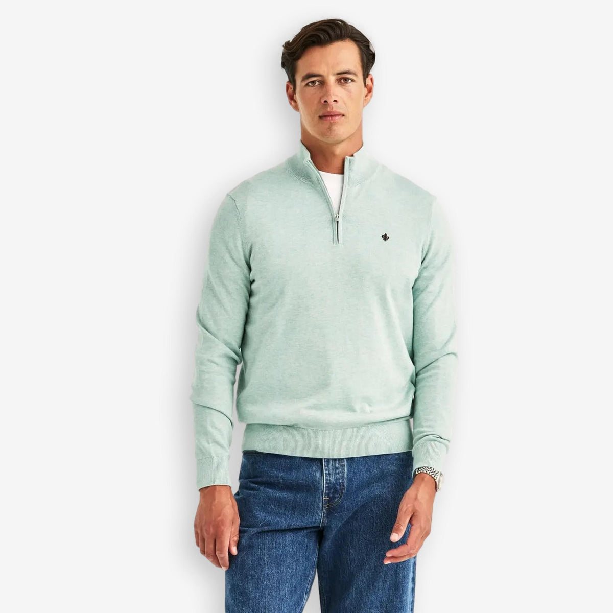 Riley Cotton Half Zip Green