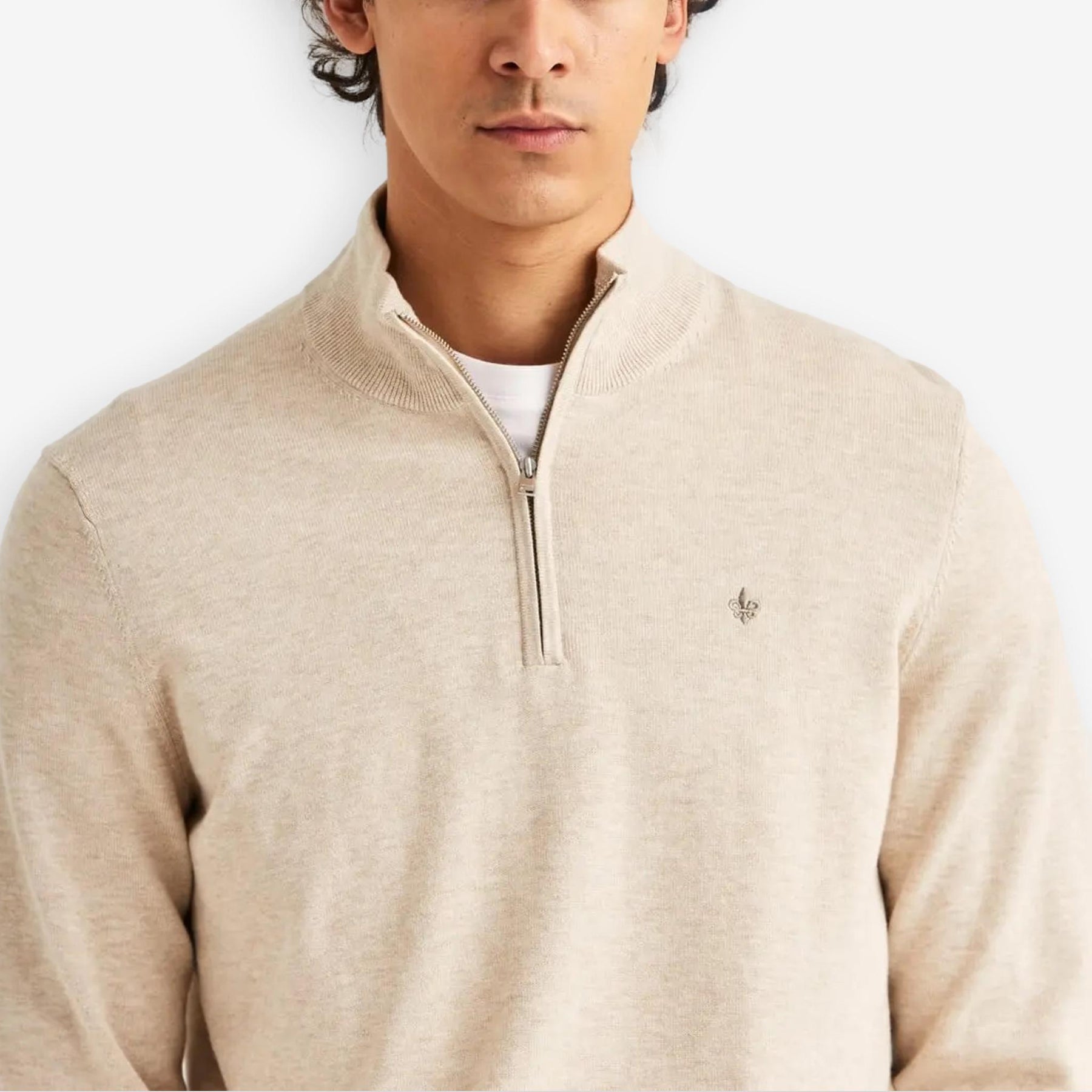 Riley Cotton Half Zip Khaki