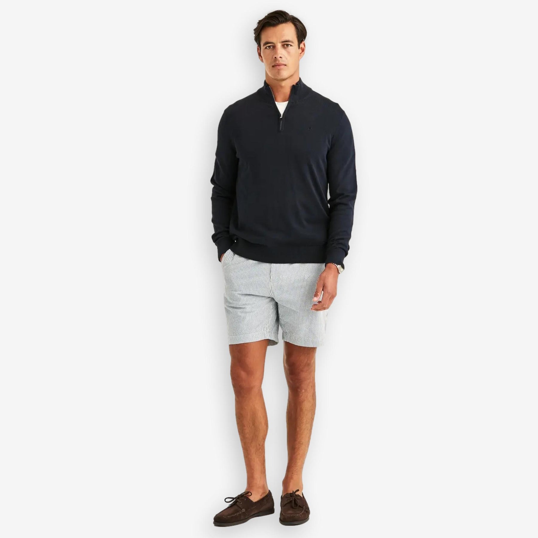 Riley Cotton Half Zip Navy