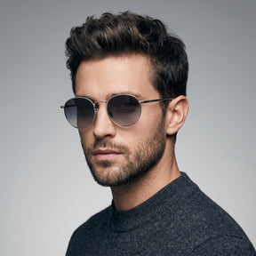 Round Sunglasses Silver Grey Gradient