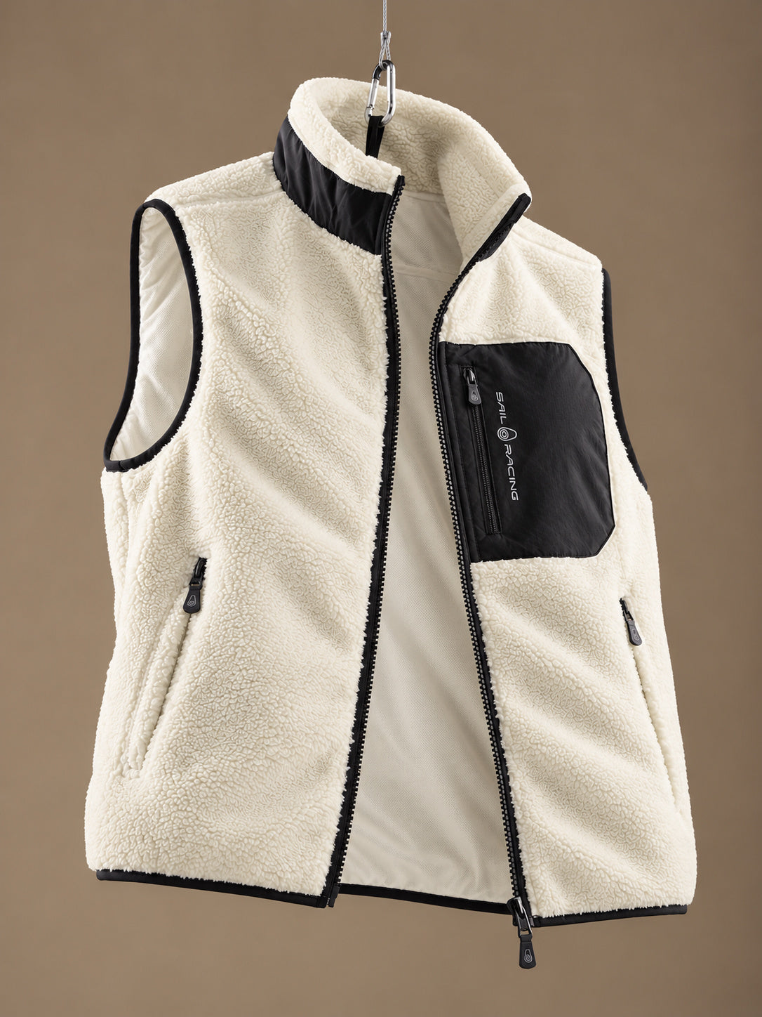 Bowman Pile Zip Vest Ivory