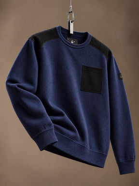 Spine Knitted Merino Crewneck Dark Navy