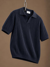 Ip Knitted Short Sleeve Polo Dark Navy