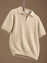 Ip Knitted Short Sleeve Polo Champagne Beige