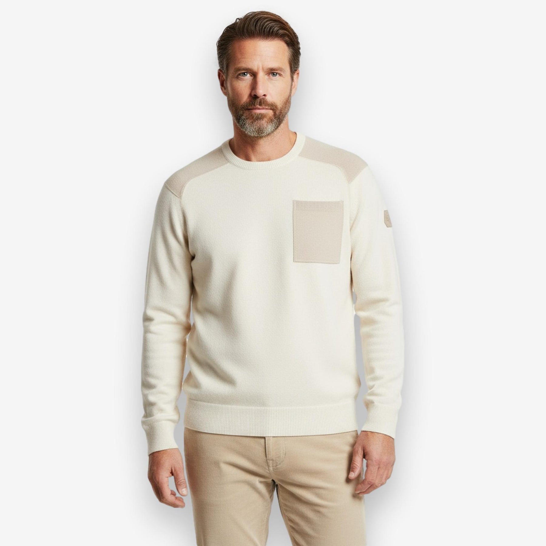 Spine Knitted Merino Crewneck Offwhite