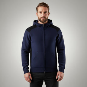 Spine Knitted Merino Zip Hood Dark Navy