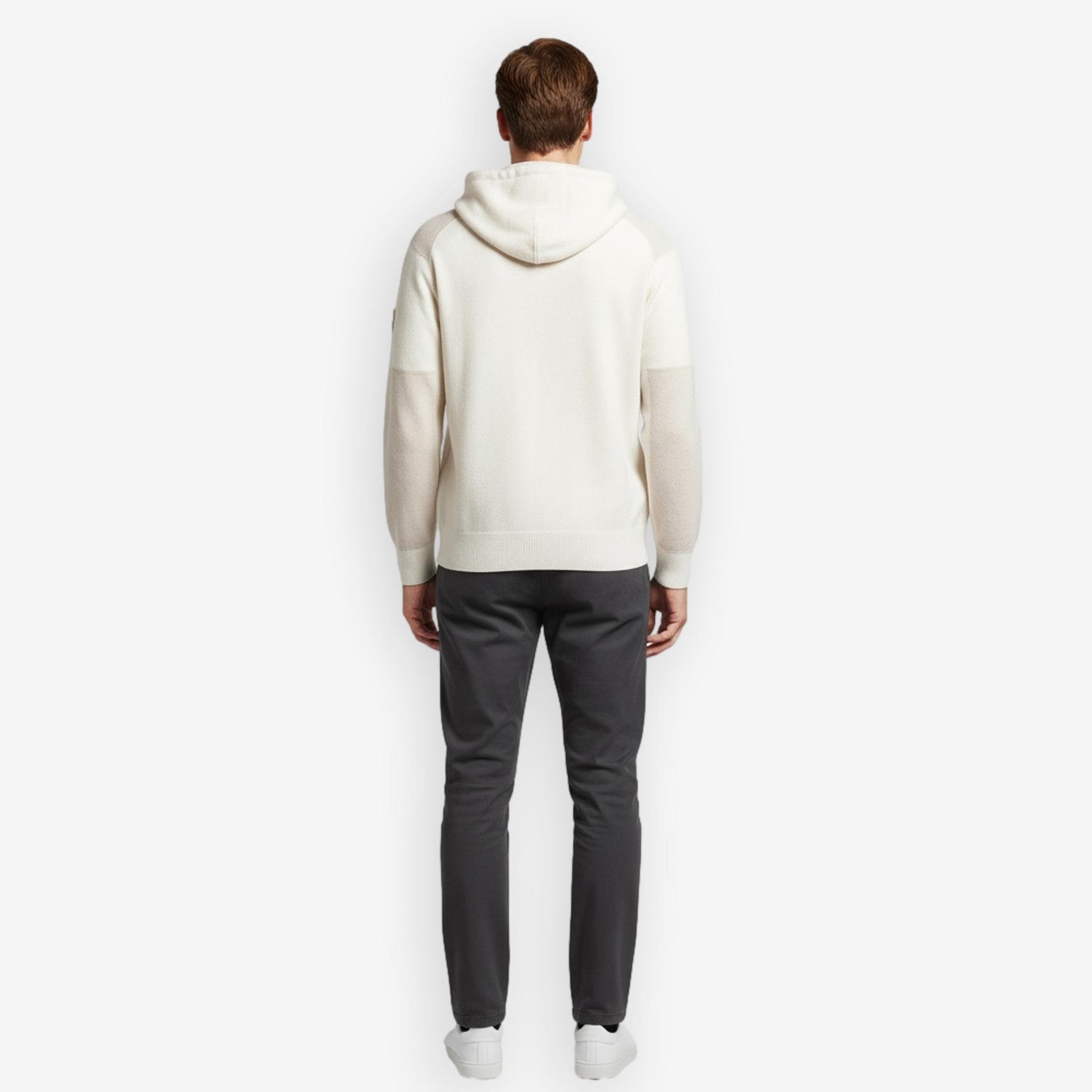 Spine Knitted Merino Zip Hood Offwhite