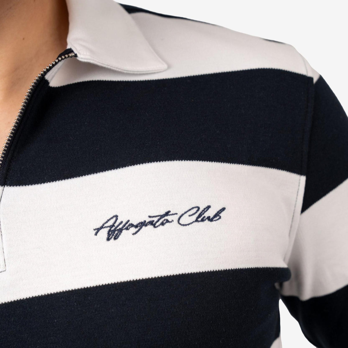 Striped Half Zip Navy